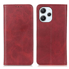 Leather Case Stands Flip Cover Holder A02D for Xiaomi Redmi 12 4G Red