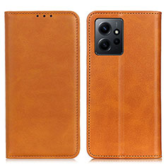 Leather Case Stands Flip Cover Holder A02D for Xiaomi Redmi Note 12 4G Light Brown