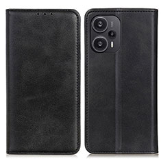 Leather Case Stands Flip Cover Holder A02D for Xiaomi Redmi Note 12 Turbo 5G Black