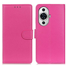 Leather Case Stands Flip Cover Holder A03D for Huawei Nova 11 Pro Hot Pink