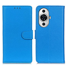 Leather Case Stands Flip Cover Holder A03D for Huawei Nova 11 Sky Blue