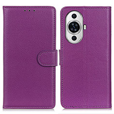 Leather Case Stands Flip Cover Holder A03D for Huawei Nova 11 Ultra Purple