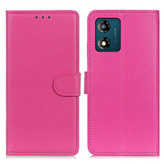 Leather Case Stands Flip Cover Holder A03D for Motorola Moto E13 Hot Pink