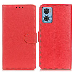 Leather Case Stands Flip Cover Holder A03D for Motorola Moto E22 Red