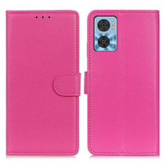 Leather Case Stands Flip Cover Holder A03D for Motorola Moto E22i Hot Pink