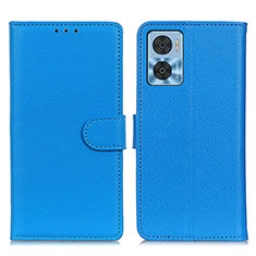 Leather Case Stands Flip Cover Holder A03D for Motorola Moto E22i Sky Blue