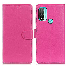 Leather Case Stands Flip Cover Holder A03D for Motorola Moto E30 Hot Pink