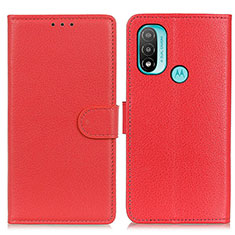 Leather Case Stands Flip Cover Holder A03D for Motorola Moto E30 Red