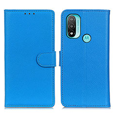 Leather Case Stands Flip Cover Holder A03D for Motorola Moto E30 Sky Blue