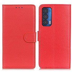 Leather Case Stands Flip Cover Holder A03D for Motorola Moto Edge (2021) 5G Red