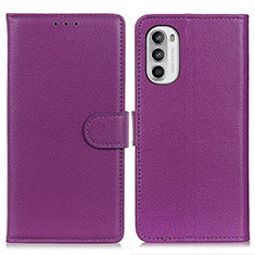 Leather Case Stands Flip Cover Holder A03D for Motorola Moto Edge (2022) 5G Purple