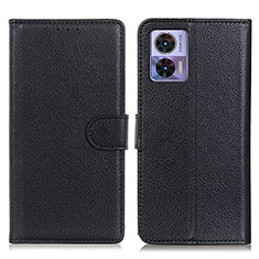 Leather Case Stands Flip Cover Holder A03D for Motorola Moto Edge 30 Lite 5G Black