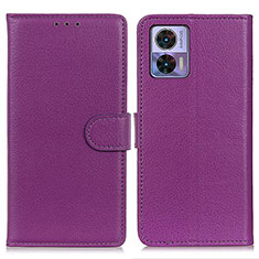 Leather Case Stands Flip Cover Holder A03D for Motorola Moto Edge 30 Lite 5G Purple