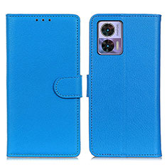 Leather Case Stands Flip Cover Holder A03D for Motorola Moto Edge 30 Lite 5G Sky Blue