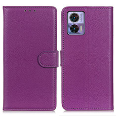 Leather Case Stands Flip Cover Holder A03D for Motorola Moto Edge 30 Neo 5G Purple