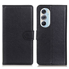 Leather Case Stands Flip Cover Holder A03D for Motorola Moto Edge 30 Pro 5G Black