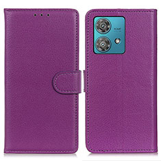 Leather Case Stands Flip Cover Holder A03D for Motorola Moto Edge 40 Neo 5G Purple