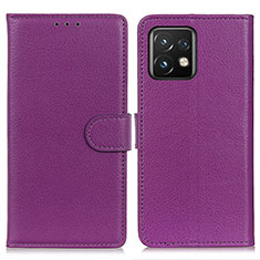 Leather Case Stands Flip Cover Holder A03D for Motorola Moto Edge 40 Pro 5G Purple