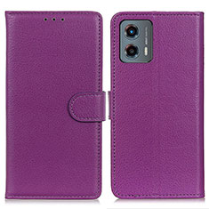 Leather Case Stands Flip Cover Holder A03D for Motorola Moto G 5G (2023) Purple