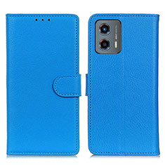 Leather Case Stands Flip Cover Holder A03D for Motorola Moto G 5G (2023) Sky Blue