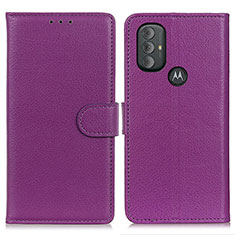 Leather Case Stands Flip Cover Holder A03D for Motorola Moto G Play (2023) Purple