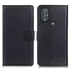 Leather Case Stands Flip Cover Holder A03D for Motorola Moto G Power (2022) Black