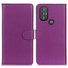 Leather Case Stands Flip Cover Holder A03D for Motorola Moto G Power (2022) Purple