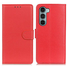 Leather Case Stands Flip Cover Holder A03D for Motorola Moto G200 5G Red