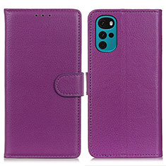 Leather Case Stands Flip Cover Holder A03D for Motorola Moto G22 Purple