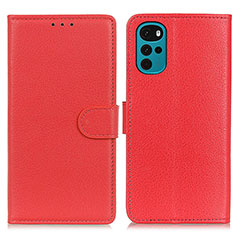 Leather Case Stands Flip Cover Holder A03D for Motorola Moto G22 Red