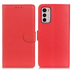 Leather Case Stands Flip Cover Holder A03D for Motorola Moto G42 Red