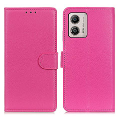 Leather Case Stands Flip Cover Holder A03D for Motorola Moto G53 5G Hot Pink