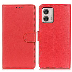 Leather Case Stands Flip Cover Holder A03D for Motorola Moto G53 5G Red