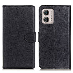 Leather Case Stands Flip Cover Holder A03D for Motorola Moto G53y 5G Black