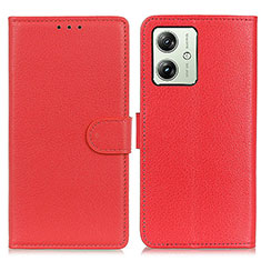 Leather Case Stands Flip Cover Holder A03D for Motorola Moto G54 5G Red