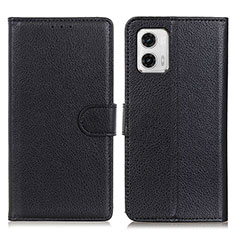 Leather Case Stands Flip Cover Holder A03D for Motorola Moto G73 5G Black