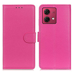 Leather Case Stands Flip Cover Holder A03D for Motorola Moto G84 5G Hot Pink