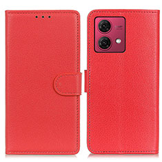 Leather Case Stands Flip Cover Holder A03D for Motorola Moto G84 5G Red