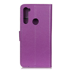 Leather Case Stands Flip Cover Holder A03D for Motorola Moto One Fusion Plus Purple