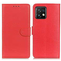 Leather Case Stands Flip Cover Holder A03D for Motorola Moto X40 5G Red