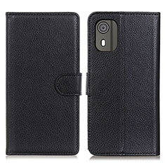 Leather Case Stands Flip Cover Holder A03D for Nokia C02 Black