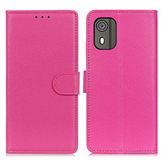 Leather Case Stands Flip Cover Holder A03D for Nokia C02 Hot Pink