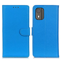 Leather Case Stands Flip Cover Holder A03D for Nokia C02 Sky Blue