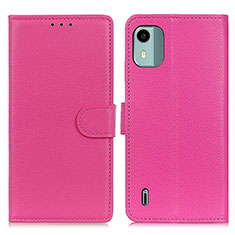 Leather Case Stands Flip Cover Holder A03D for Nokia C12 Plus Hot Pink