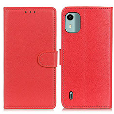 Leather Case Stands Flip Cover Holder A03D for Nokia C12 Plus Red