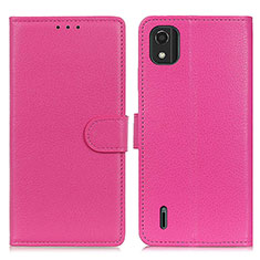 Leather Case Stands Flip Cover Holder A03D for Nokia C2 2nd Edition Hot Pink