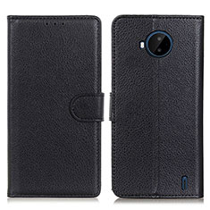 Leather Case Stands Flip Cover Holder A03D for Nokia C20 Plus Black