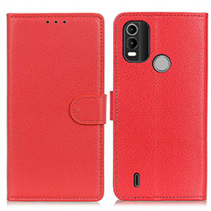 Leather Case Stands Flip Cover Holder A03D for Nokia C21 Plus Red