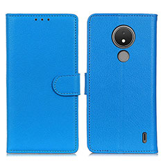 Leather Case Stands Flip Cover Holder A03D for Nokia C21 Sky Blue