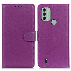 Leather Case Stands Flip Cover Holder A03D for Nokia C31 Purple